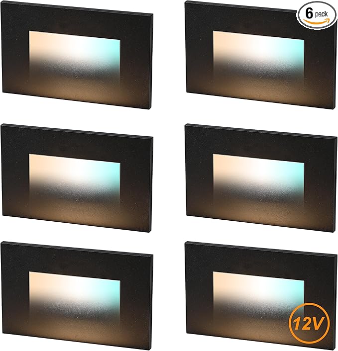 CLOUDY BAY 12V Low Voltage 3 Color Indoor and Outdoor LED Step Light3000K/4000K/5000K Deck LightsStair LightWet LocationBlack(Low Voltage Transformer is Required)