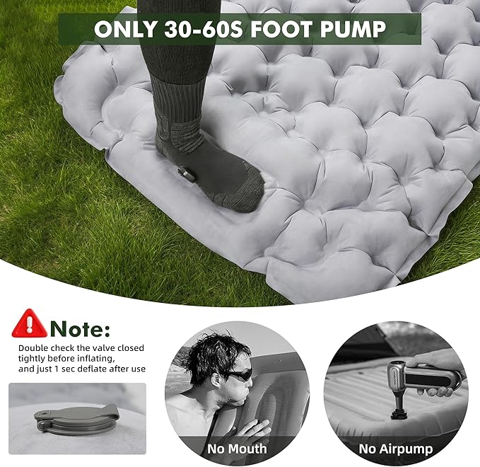 HiiPeak Camping Sleeping Pad Ultralight Camping Mat with Pillow Built-in Foot Pump Inflatable Sleeping Pads Compact for Camping Backpacking Hiking Traveling Tent