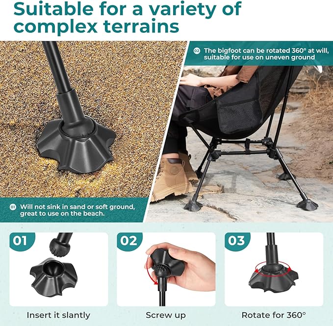 ATEPA Backpacking Chair Ultralight Folding Portable Small Camping Chairs for Adults Compact Foldable Beach Seat with Anti-Sinking Feet &amp Aluminum Frame for Outdoor Hiking Travel Fishing 2 Pack