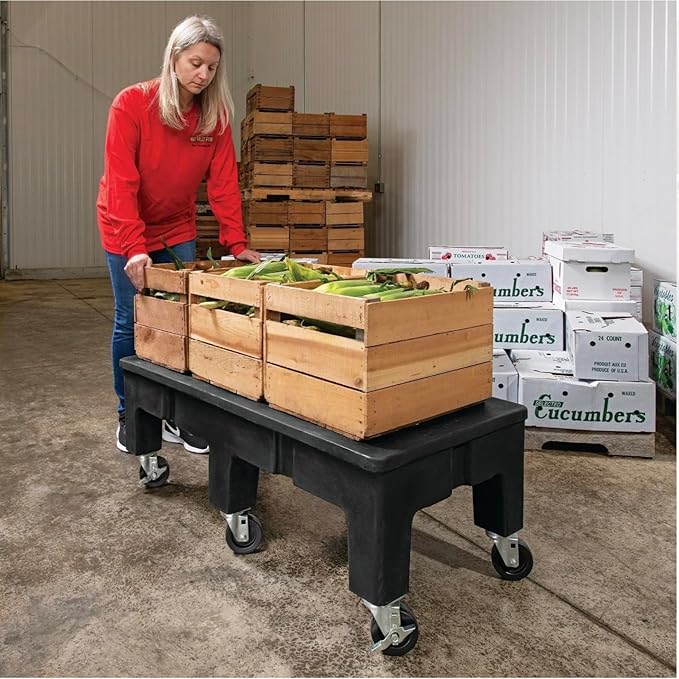 PolyMight Mobile Heavy-Duty Poly Dunnage Rack with Caster Wheels for Warehouses and Commercial Industrial Storage 18 x 22 x 16 with 600 lb Capacity