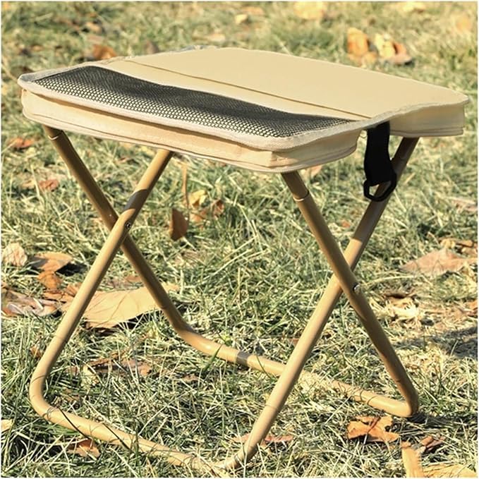 Foldable Backpack Stool Portable Small Mazar Satchel Pen Bag Camping Lightweight Outdoor Folding ChairCompatible For Fishing Travel(Beige L No Strap)