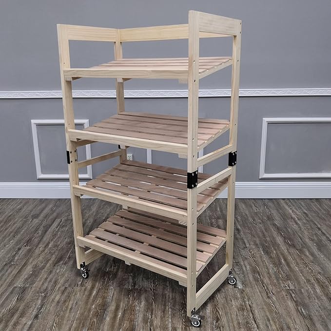 FixtureDisplays® 4-Tier Bakery Bread Rack with Angled Shelves Wooden Display Rack Bread Store Rack 30X18X55 101143