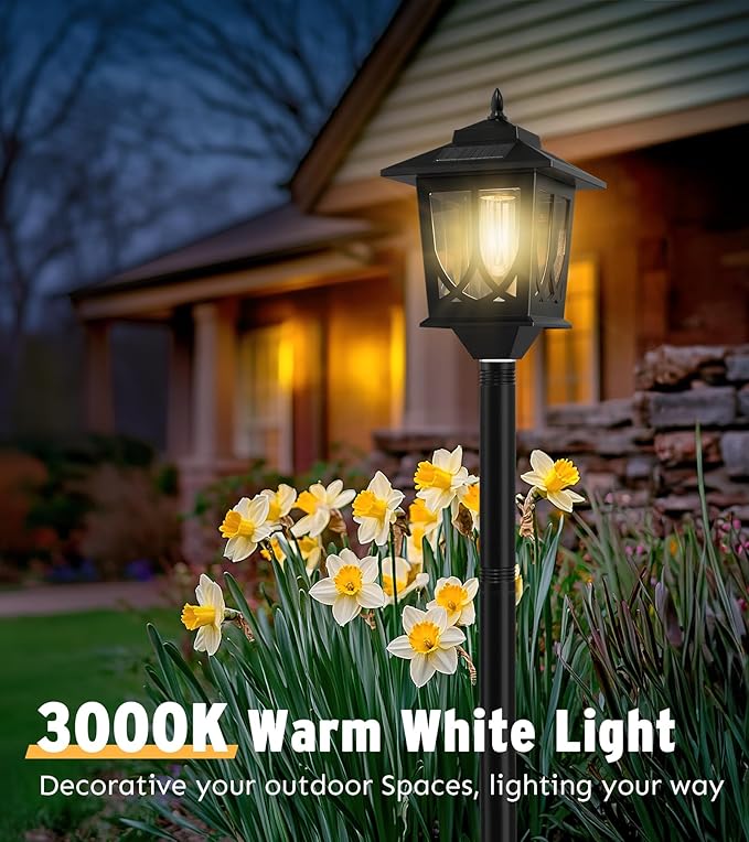 63 Solar Lamp Post Light 2 Pack Solar Light Posts for Outside Waterproof Outdoor Lamps for Patio Backyard Front Porch Decor Warm White Replaceable Bulb