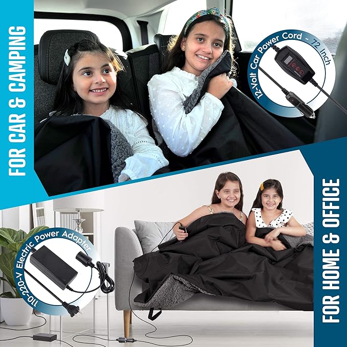 ZONETECH Sherpa Fleece Travel Blanket Grey Cozy Soft Plush Warm Fuzzy Automotive Comfortable Car Seat 59 x 43” Size -Great for Winter Home Office and Camping
