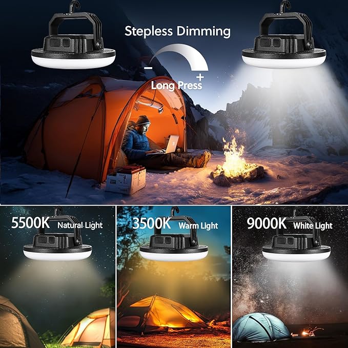 VAVOFO 2Pcs 4000LM 15000mAh LED Camping Lantern Rechargeable 3 Lighting Modes 180LEDs Portable Tent Light with Magnet IP65 Waterproof Hanging Light for Outdoor Power Outages Hurricane（2Pcs）