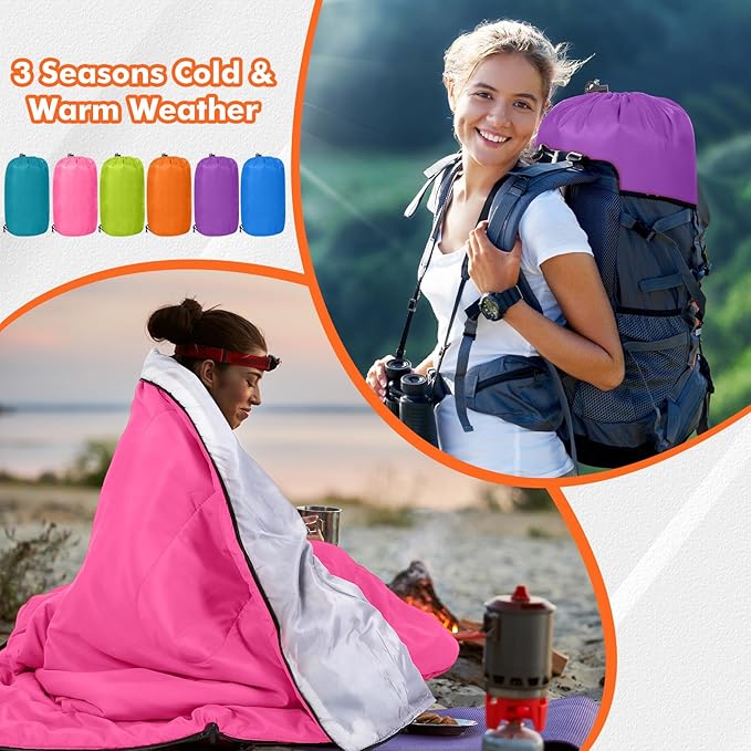 Macarrie 6 Pack Bulk Sleeping Bags for Homeless Donation 0 Degree Waterproof Sleeping Bags with Compression Sack for Adults Winter Cold Weather Care Camping Hiking Emergency