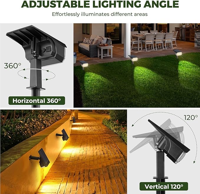 Kingsyard Solar Lights Outdoor Waterproof IP68 47 LEDs 3 Lighting Modes USB &amp Solar Powered Garden Yard Pathway Spot Lights for Outside Landscape Auto On/Off 2 Pack(Cool White)