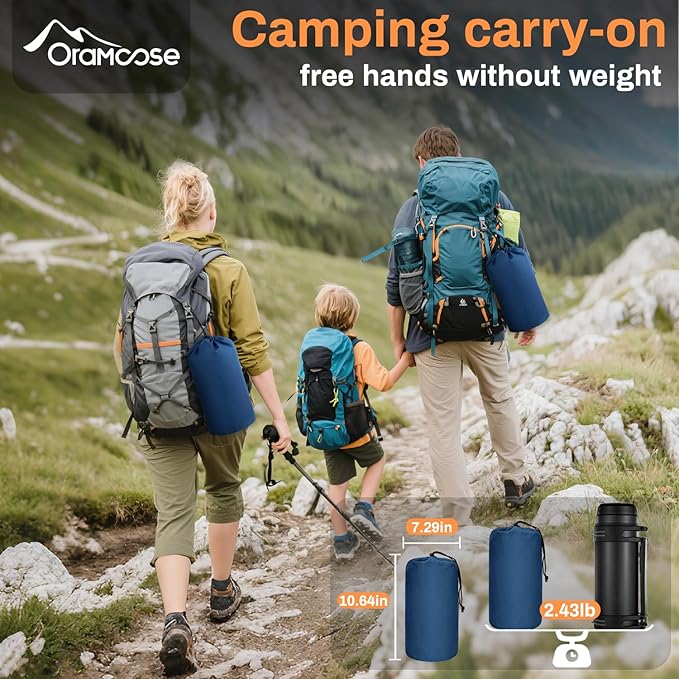 Double Sleeping Pad for Camping Extra Thick 6 Inch Sleeping Mat Camping for 2 Person Self Inflating Camping Pad with Built-in Pillow &amp Foot Pump Inflatable Camping Mat for Backpacking Hiking Tent