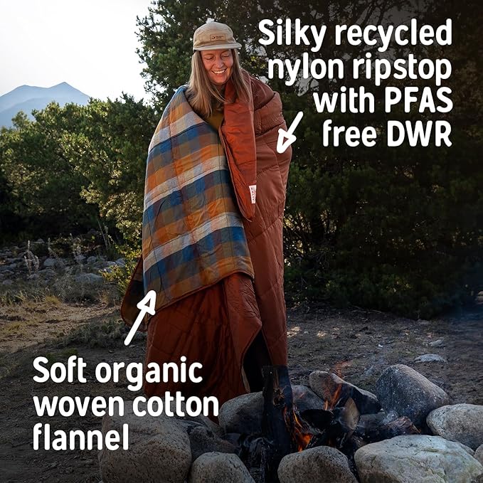 Kelty Wayback Biggie Blanket Oversized Camping Blanket Fits Queen Sized Bed Organic Cotton Flannel Machine Washable