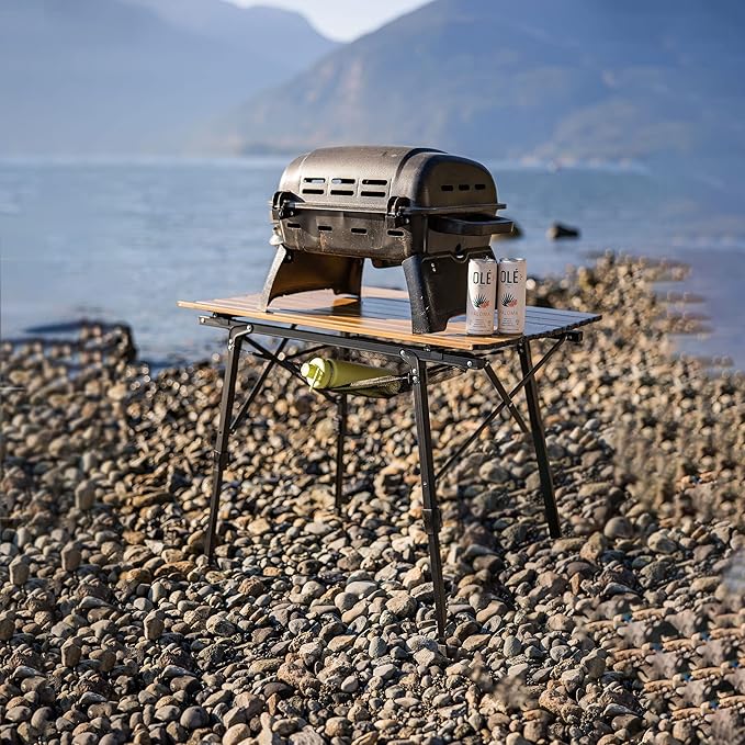 Portable Folding Table for Picnic Camping Tables that Fold up Lightweight Aluminum Folding Table with Telescopic Legs Camp Kitchen Table for Beach Trips and Outdoor Parties