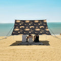 ALAZA Golden Sun Moon Beach Tent Sun Shelter UPF50+ Protection Beach Shade Canopy w/ 4 Sandbags for Outdoor Camping Fishing Backyard Fun Picnic 10x9 ft