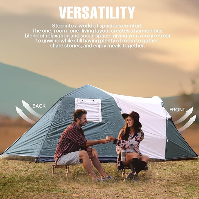 Chihee Camping Tent 2-3 Person Pop Up with Hydraulic Structure Family Tents Waterproof Windproof Outdoor Shelter Travelling Spacious One-Room Layout Quick Setup Durable Fiberglass &amp Aluminum Frame