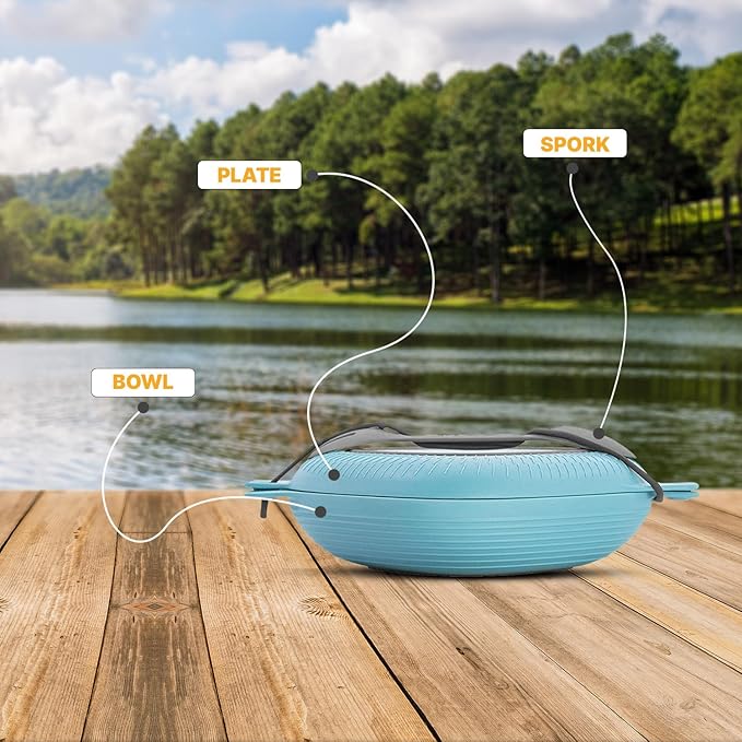 UCO 4-Piece Camping Mess Kit with Bowl Plate and 3-in-1 Spork Utensil Set