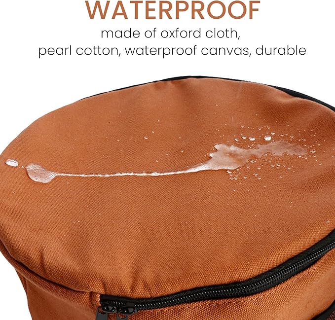 Camping Tableware Carrying Bag 13.7L Large Capacity Waterproof Picnic Flatware Storage Bag Outdoor BBQ Round Storage Bag for Plates Dishes Pots Bowls Utensils