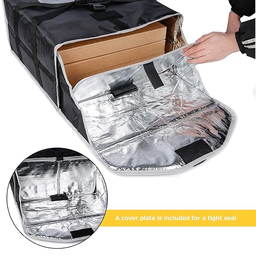 cherrboll Insulated Pizza Delivery Bag Commercial Food Warmer Carrier Bag 18 by 18 by 9 Holds 4-16 Pizza Boxes or Trays