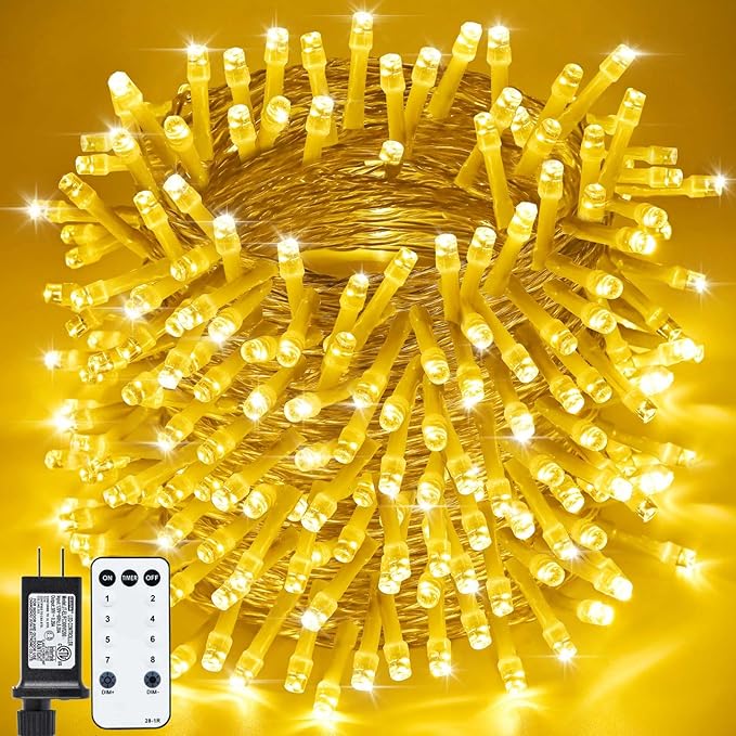 Christmas Lights Outdoor 800LED 330FT Warm White String Lights 8 Mode Plug in Waterproof Decor Twinkle Lights for Bedroom Xmas Thanksgiving Wedding Party Garden Yard Tree Decoration