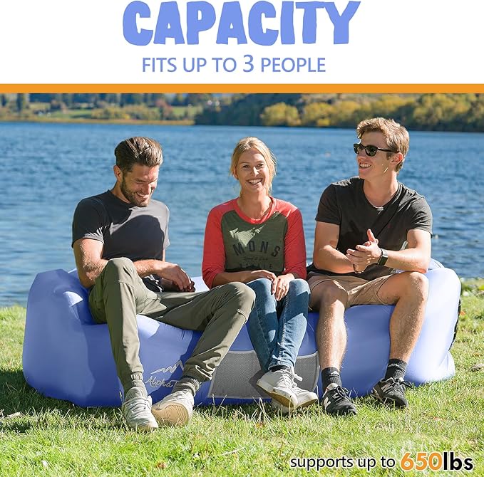 AlphaBeing Inflatable Lounger Beach Chair Accessories Air Sofa Hammock Inflatable Couch for Camping Backyard Lakeside with Compression Sacks Ideal Outdoor Gifts for Adults
