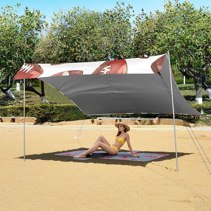 Rugby Pattern (70) Camping Sun Shelter Beach Tent Portable Beach Sun Shade Outdoor Canopy for Camping Trips Fishing Picnic