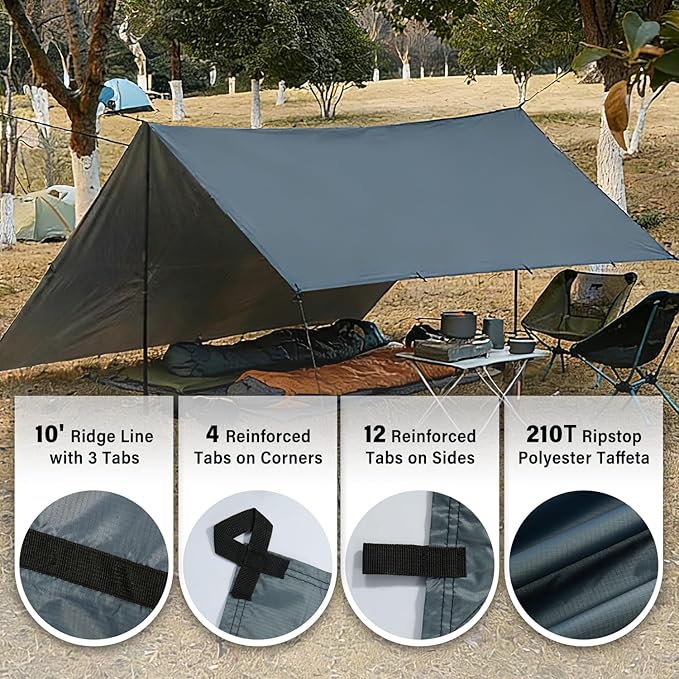 Sky Protection: LYN Lightweight Emergency Camping Tarp/Hammock Rain Fly-WaterproofRipstop FabricAnti-UV Shelter for Hiking Camping and Outdoor Adventure