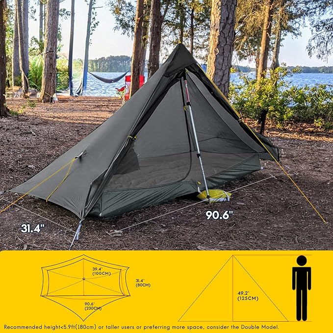 LANSHAN Ultralight Tent 3-Season Backpacking Tent for 1-Person or 2-Person Camping Trekking Kayaking Climbing Hiking
