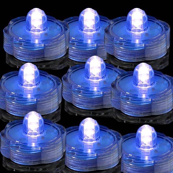 Bright LED Floral Tea Light Vase Submersible Lights for Party Wedding (Blue 20 Pack)