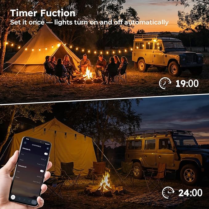 100FT S11 LED Outdoor String Lights with App &amp Remote Low-Voltage Patio Lights with Music Sync 4 Lighting Modes Dimmable Waterproof LED Lights for Backyard Porch Garden Deck Party