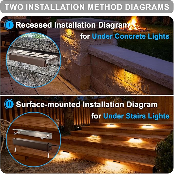 Landscape Hardscape Lighting 7 Inch Retaining Wall Lights 12 Volt 5W LED Low Voltage Paver Lights for Outdoor Wall Deck Step Stair Fence Post 2700K/3000K/3500K/4000K/5000K Bronze 2PK