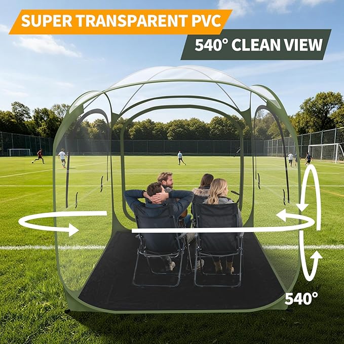 ARCTICSEA Thickened PVC Sports Tent - All-Weather Shelter Pod for 2-6 Person Pop-Up Shelter Instant Setup Removable Top &amp Sealed Floor for Outdoor Events Soccer Rugby