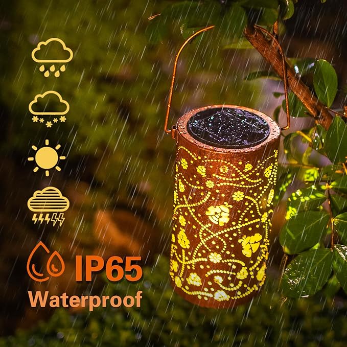 Ladybug Solar Lanterns Outdoor Waterproof Hanging Solar Lights Ladybug Gifts for Women Men Metal Decorative LED Ladybug Lanterns for Garden DecorYardPatioLawnTabletopPathwayLandscape