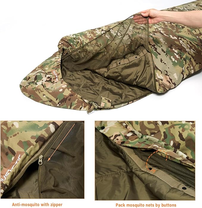 MT Military Army Force Defence 4 &amp Tropen Patrol Mummy Sleeping Bags with Bivy Cover Compression Sack Modular Sleeping System 2.0 for Cold Weather