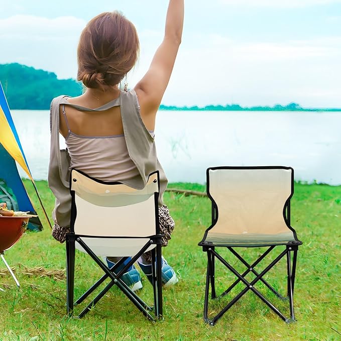 Field Portable Camping Chairs Folding Chair - Durable Oxford Fabric Lightweight Iron Frame Easy Fold Design - Ideal for Outdoor Activities Camping Fishing and Travel