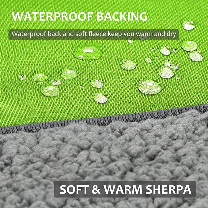 Tirrinia Large Waterproof Outdoor Blanket Soft Warm Windproof Stadium Blanket with Sherpa Fleece and Foldable for Outdoor Sport Baseball Football Beach Concerts Car