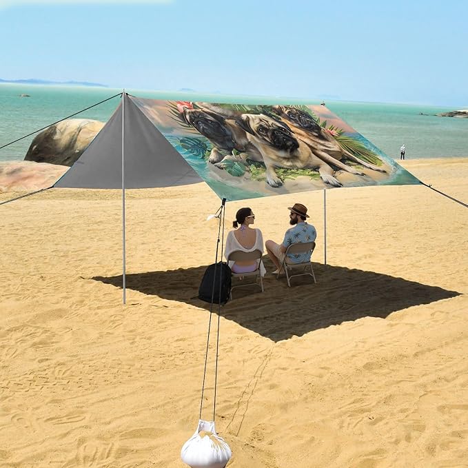Camping Sun Shelters Pugs in A Island Paradise Beach Canopy 126 * 110.2in