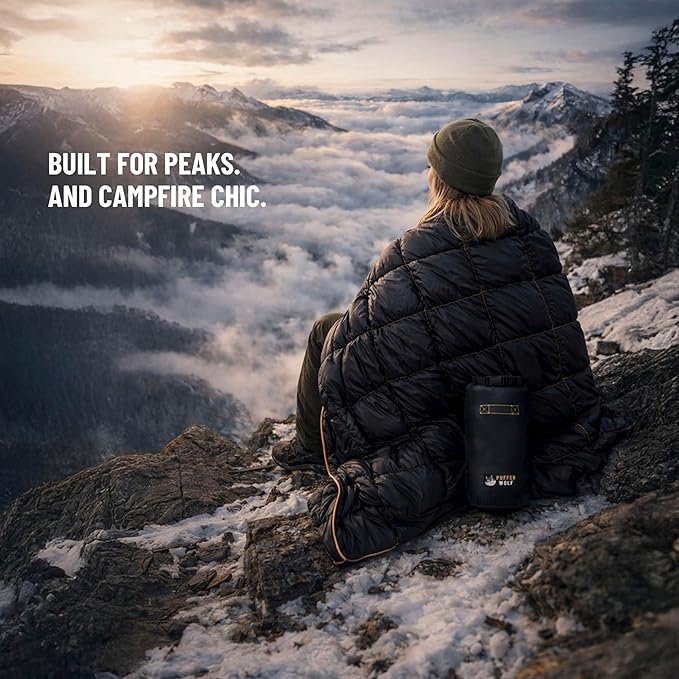 PW700 Extra Large Double Insulated Outdoor Camping Blanket | 2X Puffy Warm Packable Weatherproof Durable and Lightweight | Top Quilt for Hiking Backpacking Stadium Events Picnics