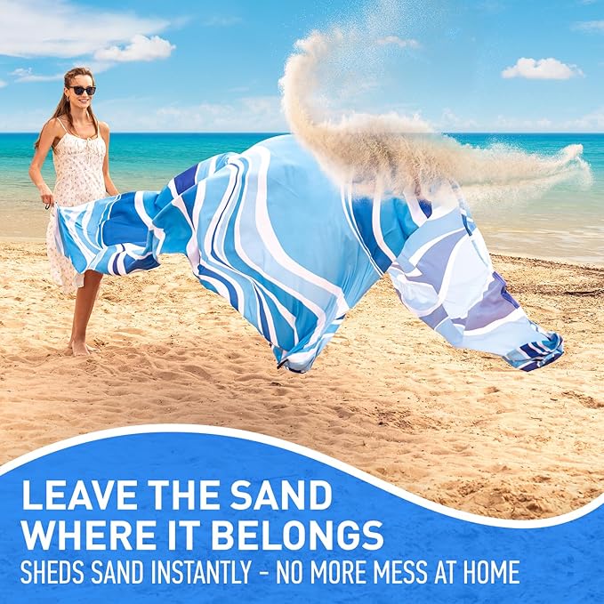 Beach Blanket and UV Umbrella – Sandproof Mat and Wind-Resistant Shade for Outdoor Comfort at The Beach Park or Festivals