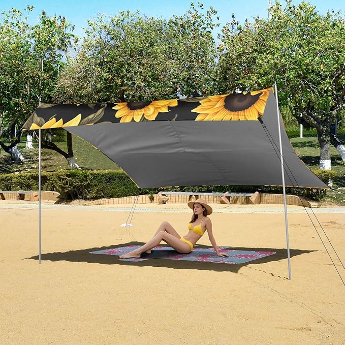 SunfloerCamping Sun Shelters 9.2 x 10.5 FT Beach Canopy Tent Sun Shade with Carrying Bag for Camping Trips Fishing Backyard Fun or Picnics 21341699