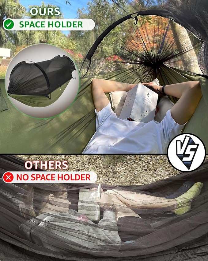 ADVOKAIR Camping Hammock with Mosquito Net Up to 500lbs Ultralight and Portable Nylon Travel Hanging Hammock with Tree Straps Perfect for Outside Backpacking Hiking and Backyard
