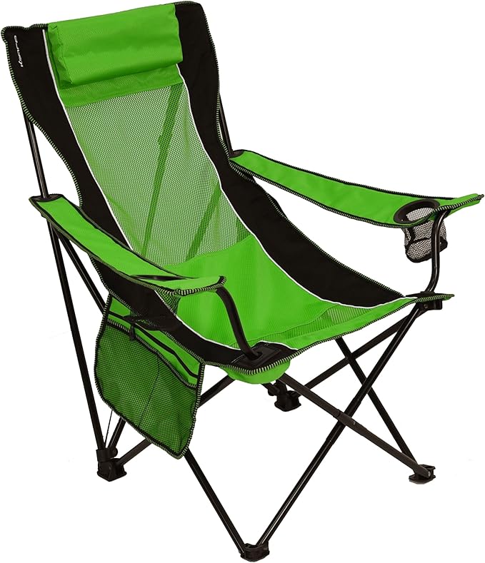 Kijaro Sling Folding Camping Chair - Enjoy The Outdoors in This Outdoor Chair with a Built-in Cup Holders and Side Organizer OR Side Cooler - Includes a Detachable Pillow