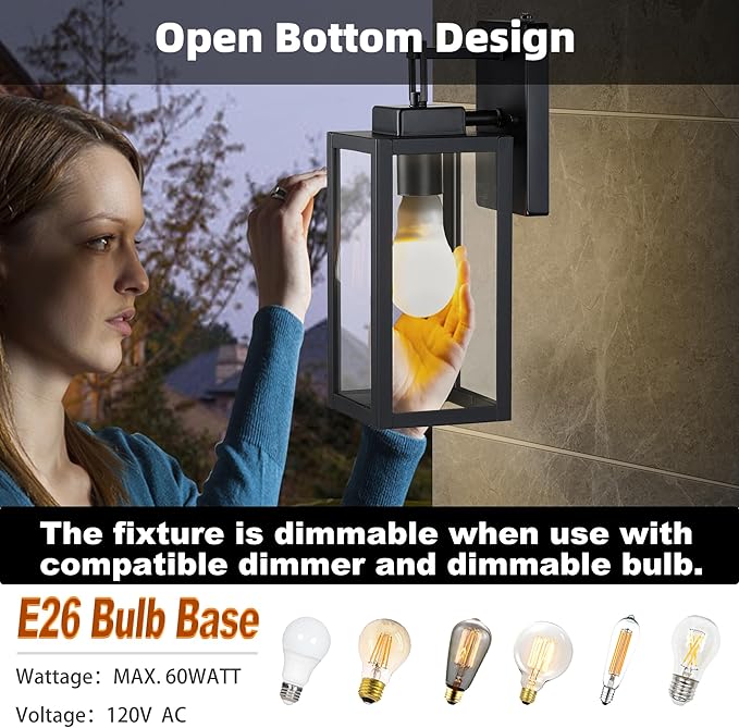 12 Inch Outdoor Wall Lights Dusk to DawnExterior Sconce Lights with Sensor Photocell Black Wall Lantern for Porch Patio Garage Dusk to Dawn Outdoor Lighting