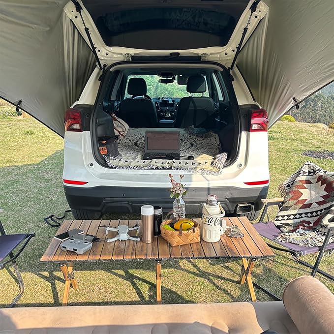Car Awning Camping SUV Sun Shelter Waterproof Universal Tent Canopy Anti-UV for Van Campervan Caravan Truck Vehicle (Olive Green 118X118)
