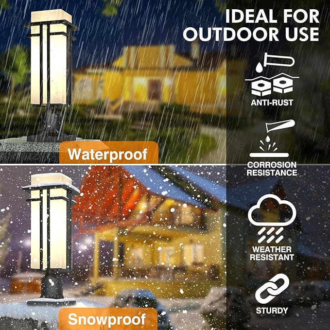 Outdoor Post Light Fixture - Aluminum Lamp Posts Outdoor Lighting Outdoor Lightpost Lantern with 3-Inch Pier Mount Base Outside Pole Lighting for Porch Garden (22''H 1 pc)