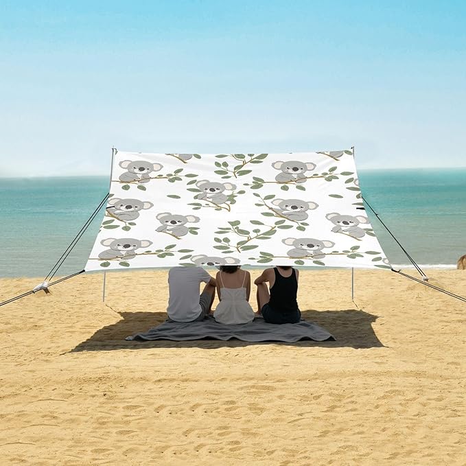Camping Sun Shelters Lovely Koala in Branches Pattern Beach Canopy 126 * 110.2in