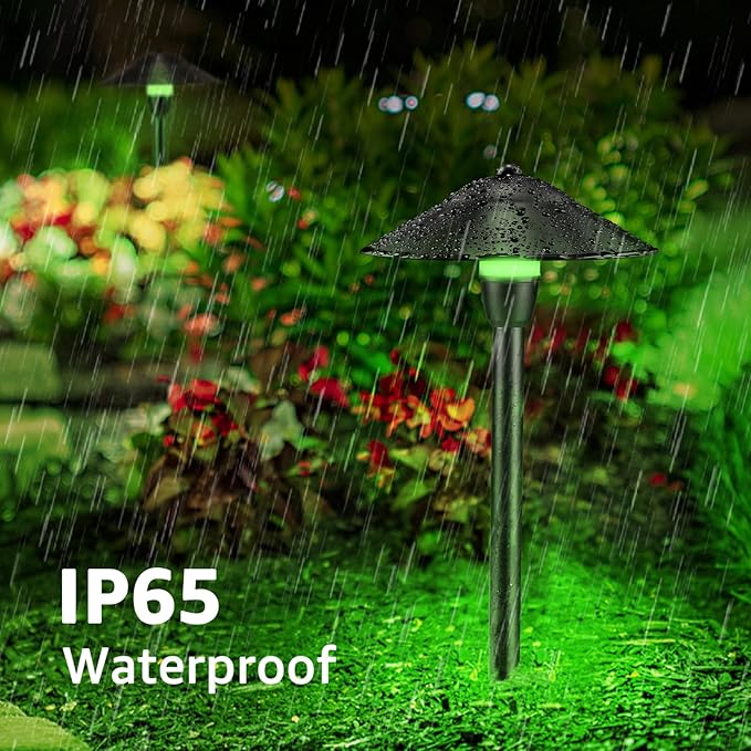 SUNVIE RGBW Low Voltage Pathway Lights 3W Color Changing Landscape Lights 12-24V Multi-Color Path Lights Waterproof for Yard Garden Walkway Holiday Landscape Path Lighting ETL Listed Cord 4 Pack