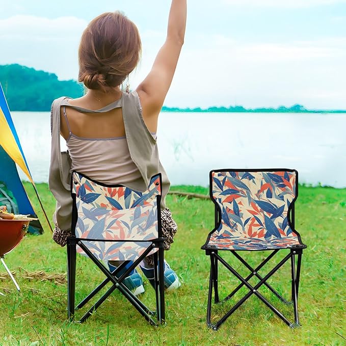 Colorful Leafs Portable Camp Chairs for Adults Ultra-Lightweight Beach Chairs Includes Carry Bag for Camp