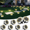 Solar Ground Lights Outdoor 8 Pack Solar Lights Outdoor Waterproof Mini Flat Solar-Powered Garden Light Landscape Lighting for Garden Yard Lawn Pathway Walkway Driveway Backyard Decor Warm White