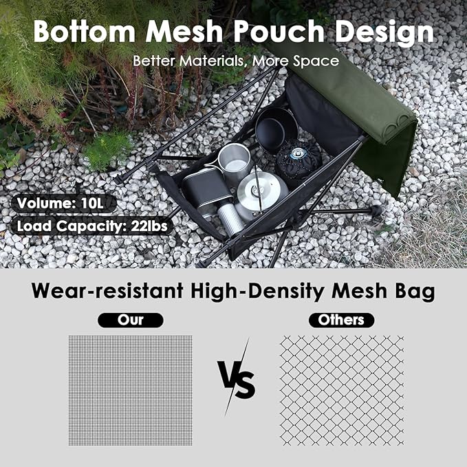 MOONCY Portable Camping Table Ultralight Beach Table with Oil-Proof Mat and Mesh Storage Bag Aluminum Alloy Folding Table for Hiking Tailgating Backpacking Fishing Beach &amp Picnic Green