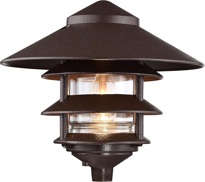 Nuvo SF76/637/04 Outdoor Pagoda Landscape Pathway Light 3 Tier - Large Hood Old Bronze (4 Pack)