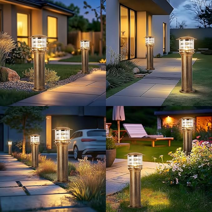 SLAWA Outdoor Post Caps Lights Aluminum Landscape Pathway Lamps With Acrylic Shade Waterproof Column Pillar Lamps Fence Deck Bollard Lighting Cylinder Lawn Floor Lamp For Patio Yard Porch Post Lantern