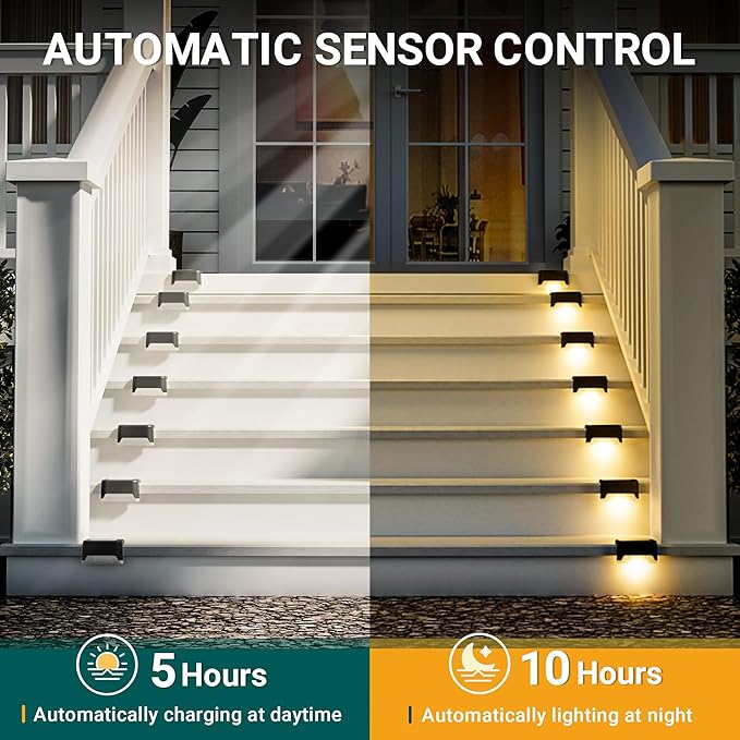 SOLPEX Solar Deck Lights Outdoor 16 Pack Solar Step Light Waterproof Led Light for Outdoor Stairs Step Fence Yard Patio and Pathway(Warm White)