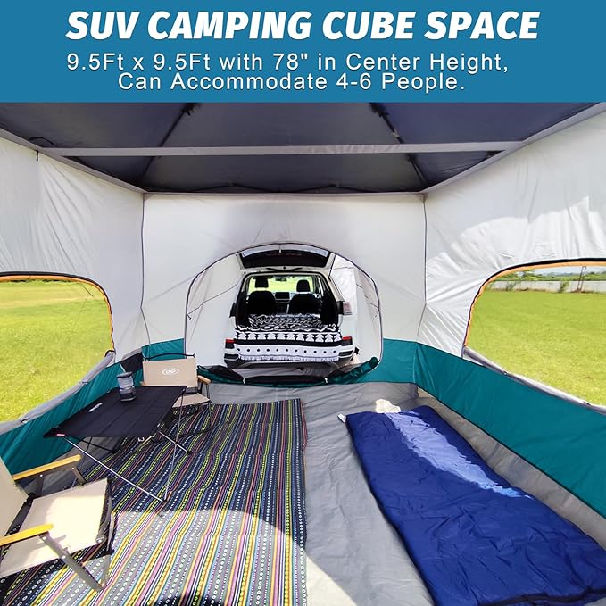 UNP Camping Canopy - Inner Tent - Side Tents - SUV Camping Cube for 10' x 10' Pop Up Canopies (Canopy Pole/Shelter NOT Included) (Ocean Blue-SUV Cube Tent)